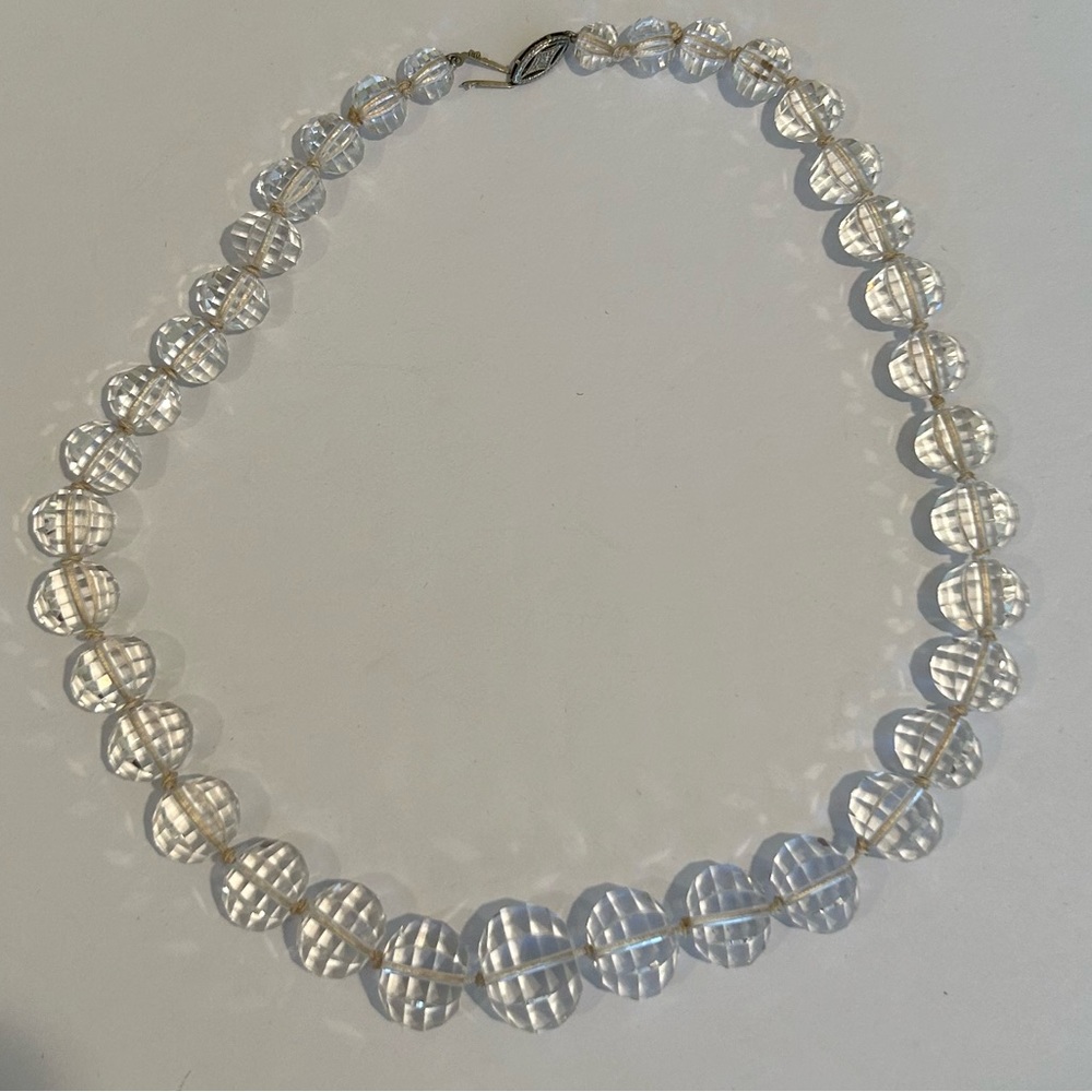 Antique Sterling Silver Glass Beaded Necklace